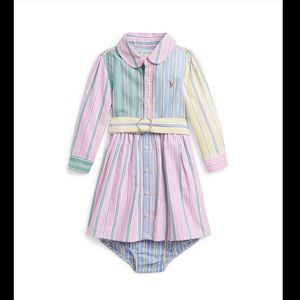 Ralph Lauren Baby Girl’s Cotton Oxford Fun Shirt Dress With Bloomers, size 18M